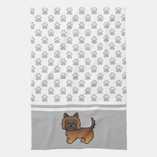 Linge De Cuisine Teckels à robe bringée rouge et motif de pattes gr