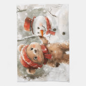 Linge De Cuisine Teddy Bear et Snowman (Vertical)