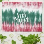 Linge De Cuisine Tee de Noël rétro | Funky Festive<br><div class="desc">Teinture à cravate d'aquarelle funky avec "Very Merry" en lettrage manuel. Ajoutez votre libellé personnalisé à cette conception à l'aide des cases "Modifier ce modèle de conception" situées à droite de l'élément, ou cliquez sur le bouton bleu "Customiser" pour arranger le texte, modifier les polices et les couleurs et ajouter...</div>