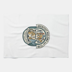 Linge De Cuisine Tee-shirt graphique chat chat bâtiment architecte