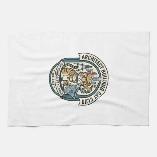Linge De Cuisine Tee-shirt graphique chat chat bâtiment architecte (Horizontal)