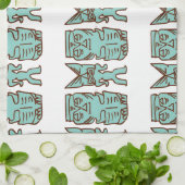 Linge De Cuisine Temps de Tiki en Aqua (Plié)