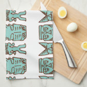 Linge De Cuisine Temps de Tiki en Aqua (Quart Plié)