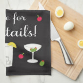 Linge De Cuisine Temps pour Cocktails Classic Retro Boissons Noir (Quart Plié)