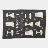 Linge De Cuisine Temps pour Cocktails Classic Retro Boissons Noir (Horizontal)