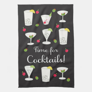Linge De Cuisine Temps pour Cocktails Classic Retro Boissons Noir