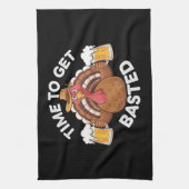 Linge De Cuisine Temps To Get Basted Funny Beer Thanksgiving Turkey (Vertical)