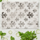 Linge De Cuisine Tendance Argent Gray Fleur De Lis Motif (Plié)