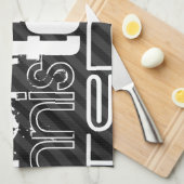 Linge De Cuisine Tennis ; Gris Noir & Sombre (Quart Plié)