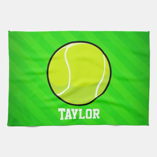 Linge De Cuisine Tennis ; Neon Green Stripes (Horizontal)