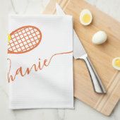 Linge De Cuisine Tennis Personnalisé Clay Nom du script (Quart Plié)