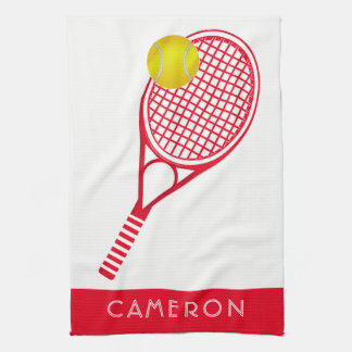 Linge De Cuisine Tennis Rouge Nom personnalisé ou Monogramme