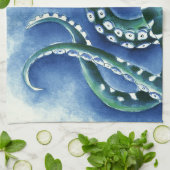 Linge De Cuisine Tentacles verts bleus (Plié)