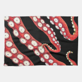 Linge De Cuisine Tentacules octopiques rouges Noir (Horizontal)