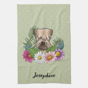 Linge De Cuisine Tenterfield Terrier à poil doux Fleurs Colorées Ve