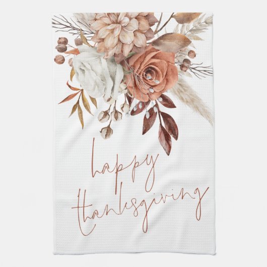 Linge De Cuisine Terracotta Automne Florals Bon thanksgiving de scr (Vertical)