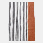 Linge De Cuisine Terracotta et rayures blanches noires   (Vertical)