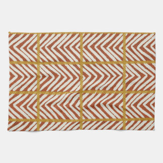 Linge De Cuisine terracotta rouille chevron grille moutarde jaune b