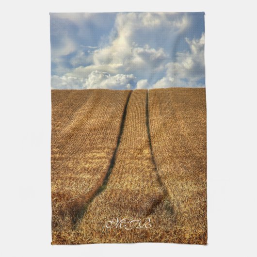 Linge De Cuisine Terrain de blé d'été et de blé passé avec Tractor (Vertical)