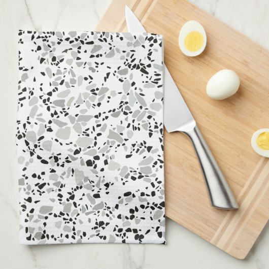 Linge De Cuisine Terrazzo blanc moderne (Quart Plié)