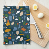 Linge De Cuisine Terrazzo bleu Motif (Quart Plié)