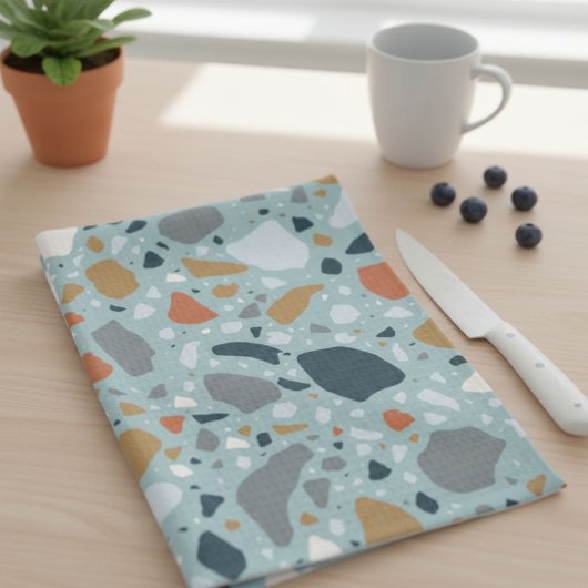 Linge De Cuisine Terrazzo En Bleu