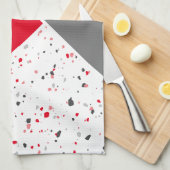 Linge De Cuisine Terrazzo géométrique tendance rouge et gris (Quart Plié)