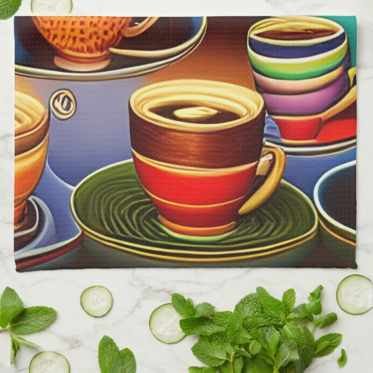 Linge De Cuisine Terre lunaire des tasses de café (Plié)