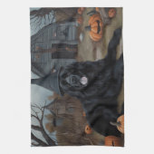 Linge De Cuisine Terre-Neuve Citrouille Halloween effroi (Vertical)