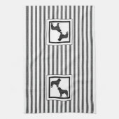 Linge De Cuisine Terre-Neuve Noir sur bande noire et blanche (Vertical)