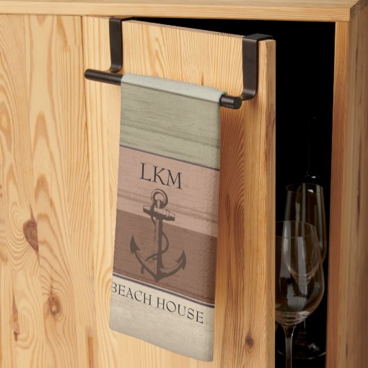Linge De Cuisine Terres Rustiques Bois Nautical - Monogramme (Pliage en tiers)