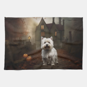 Linge De Cuisine Terrier blanc de l'ouest de l'Écosse Halloween Épo
