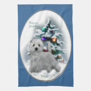 Linge De Cuisine Terrier Blanc de West Highland Noël