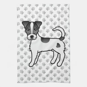Linge De Cuisine Terrier Parson Russell à poil dur noir et blanc