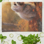 Linge De Cuisine Terrier tibétain à l'automne Feuilles automne Insp (Plié)