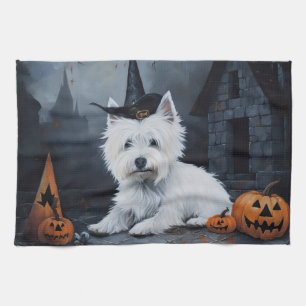 Linge De Cuisine Terrier West Highland Blanc Citrouille Halloween