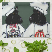 Linge De Cuisine Térriers Écossais      (Plié)