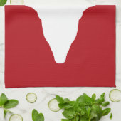 Linge De Cuisine Tête de cerf blanc Silhouette sur rouge (Plié)