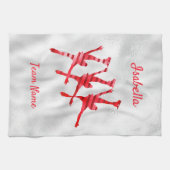 Linge De Cuisine Tête de patinage synchronisée rouge arabesque (Horizontal)