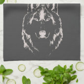 Linge De Cuisine Tête De Visage Gris Et Blanc Funky (Plié)