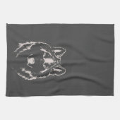 Linge De Cuisine Tête De Visage Gris Et Blanc Funky (Horizontal)
