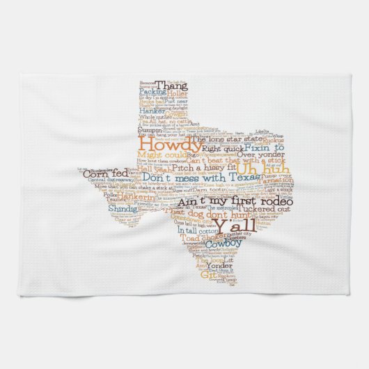 Linge De Cuisine Texas USA Slang Word Art Map (Horizontal)