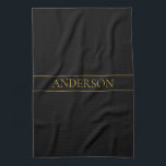 Linge De Cuisine Texte et lignes Gold personnalisables<br><div class="desc">Votre nom ou marque sur mesure.</div>