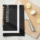 Linge De Cuisine Texte Gras Noir Blanc Orange Style Votre Nom (Quart Plié)