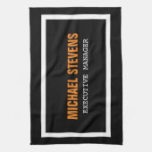 Linge De Cuisine Texte Gras Noir Blanc Orange Style Votre Nom (Vertical)