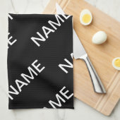Linge De Cuisine Texte personnalisable | Bold Modern Black & White (Quart Plié)