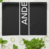 Linge De Cuisine Texte personnalisable | Bold Modern Black & White (Plié)