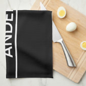 Linge De Cuisine Texte personnalisable | Bold Modern Black & White (Quart Plié)