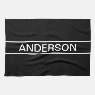 Linge De Cuisine Texte personnalisable   Moderne gras Noir & Blanc