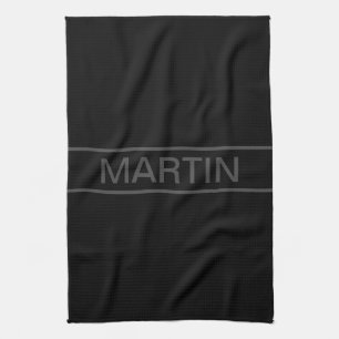 Linge De Cuisine Texte personnalisable   Noir Moderne Gras & Gris F